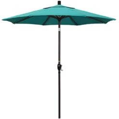 7 1/2 Ft Push Button Tilt Patio Umbrella In Sunbrella Fabric -Equipment Pools 2 ft Push Button Tilt Patio Umbrella in Sunbrella Fabric 7