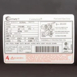 Pool Pump Motor, Century, 1.0hp, 115/230v, 1-Spd, 56YFr, SQFL, Uprate -Equipment Pools 230v 1 Spd 56YFr SQFL Uprate 2