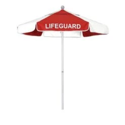 California Umbrella - 6' Lifeguard Logo Umbrella, Red