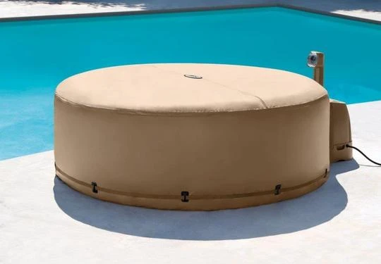Intex - 77" X 28" PureSpa Bubble Massage, 4 Person Inflatable Spa Set With Energy Efficient Cover, Tan 2 Intex - 77" X 28" PureSpa Bubble Massage, 4 Person Inflatable Spa Set With Energy Efficient Cover, Tan - Image 2