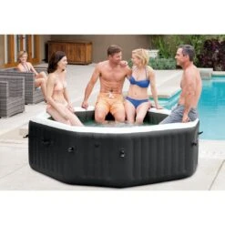 Intex - 79" X 28" PureSpa Jet And Bubble Deluxe Inflatable Hot Tub Set With Energy Efficient Cover, 4-Person -Equipment Pools 79 X 28 PureSpa Jet and Bubble Deluxe Inflatable Hot Tub Set with Energy Efficient Cover 4 Person 5