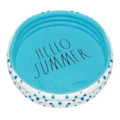 Rae Dunn - Aqua Polka Dot Inflatable Mini Pool - Hello Summer