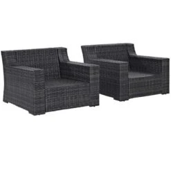 Crosley - Beaufort 2-Piece Outdoor Wicker Seating Set - Brown Finish -Equipment Pools Beaufort 2 Piece Outdoor Wicker Seating Set Brown Finish 11