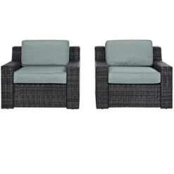 Crosley - Beaufort 2-Piece Outdoor Wicker Seating Set - Brown Finish -Equipment Pools Beaufort 2 Piece Outdoor Wicker Seating Set Brown Finish 2