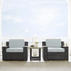 Crosley - Beaufort 2-Piece Outdoor Wicker Seating Set - Brown Finish
