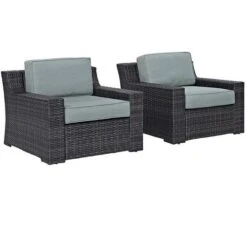Crosley - Beaufort 2-Piece Outdoor Wicker Seating Set - Brown Finish -Equipment Pools Beaufort 2 Piece Outdoor Wicker Seating Set Brown Finish 3
