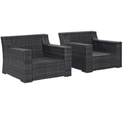 Crosley - Beaufort 2-Piece Outdoor Wicker Seating Set - Brown Finish -Equipment Pools Beaufort 2 Piece Outdoor Wicker Seating Set Brown Finish 5