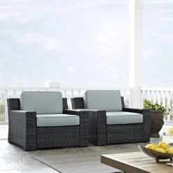 Crosley - Beaufort 2-Piece Outdoor Wicker Seating Set - Brown Finish -Equipment Pools Beaufort 2 Piece Outdoor Wicker Seating Set Brown Finish 7