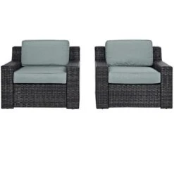 Crosley - Beaufort 2-Piece Outdoor Wicker Seating Set - Brown Finish -Equipment Pools Beaufort 2 Piece Outdoor Wicker Seating Set Brown Finish 8