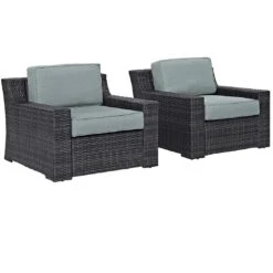 Crosley - Beaufort 2-Piece Outdoor Wicker Seating Set - Brown Finish -Equipment Pools Beaufort 2 Piece Outdoor Wicker Seating Set Brown Finish 9