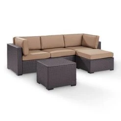 Crosley - Biscayne 4-Piece Wicker Set With Loveseat, Corner Chair, Ottoman And Coffee Table -Equipment Pools Biscayne 4 Piece Wicker Set with Loveseat Corner Chair Ottoman and Coffee Table 18