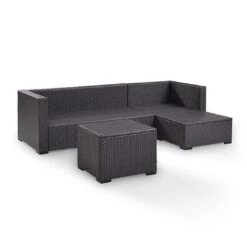 Crosley - Biscayne Mist 4 Piece Wicker Set With Loveseat, Corner Chair, Ottoman And Coffee Table -Equipment Pools Biscayne 4 Piece Wicker Set with Loveseat Corner Chair Ottoman and Coffee Table 41