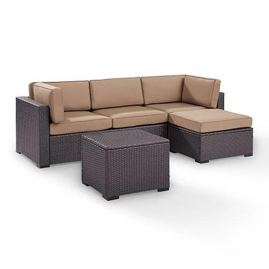 Crosley - Biscayne Mocha 4 Piece Wicker Set With Loveseat, Corner Chair, Ottoman And Coffee Table 5 Crosley - Biscayne Mocha 4 Piece Wicker Set With Loveseat, Corner Chair, Ottoman And Coffee Table - Image 5