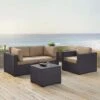 Crosley - Biscayne 4 Piece Wicker Set With Mist Cushions - Two Corner Chairs, Arm Chair & Coffee Table