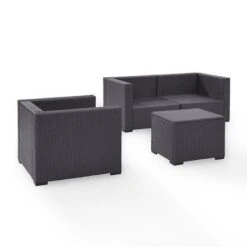 Crosley - Biscayne 4 Piece Wicker Set With Mist Cushions - Two Corner Chairs, Arm Chair & Coffee Table -Equipment Pools Biscayne 4 Piece Wicker Set with Two Corner Chairs One Arm Chair Coffee Table 19