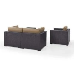 Crosley - Biscayne 4 Piece Wicker Set With Mocha Cushions - Two Corner Chairs, Arm Chair & Coffee Table -Equipment Pools Biscayne 4 Piece Wicker Set with Two Corner Chairs One Arm Chair Coffee Table 34