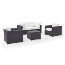 Crosley - Biscayne Mocha 5-Piece Wicker Set With 2 Armchairs, 2 Corner Chairs And Coffee Table -Equipment Pools Biscayne 5 Piece Wicker Set with 2 Armchairs 2 Corner Chairs and Coffee Table 11