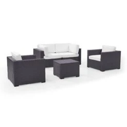 Crosley - Biscayne Mocha 5-Piece Wicker Set With 2 Armchairs, 2 Corner Chairs And Coffee Table -Equipment Pools Biscayne 5 Piece Wicker Set with 2 Armchairs 2 Corner Chairs and Coffee Table 4