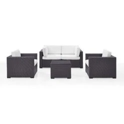 Crosley - Biscayne Mocha 5-Piece Wicker Set With 2 Armchairs, 2 Corner Chairs And Coffee Table -Equipment Pools Biscayne 5 Piece Wicker Set with 2 Armchairs 2 Corner Chairs and Coffee Table 8