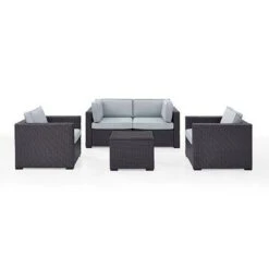 Crosley - Biscayne Mocha 5-Piece Wicker Set With 2 Armchairs, 2 Corner Chairs And Coffee Table -Equipment Pools Biscayne 5 Piece Wicker Set with 2 Armchairs 2 Corner Chairs and Coffee Table 9