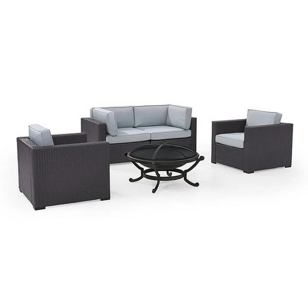 Crosley - Biscayne Mist 5-Piece Wicker Set With 2 Armchairs, 2 Corner Chairs And Fire Pit 12 Crosley - Biscayne Mist 5-Piece Wicker Set With 2 Armchairs, 2 Corner Chairs And Fire Pit - Image 12