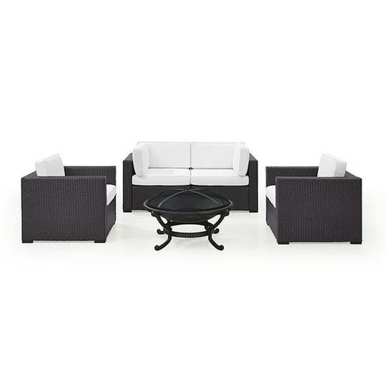 Crosley - Biscayne Mist 5-Piece Wicker Set With 2 Armchairs, 2 Corner Chairs And Fire Pit 4 Crosley - Biscayne Mist 5-Piece Wicker Set With 2 Armchairs, 2 Corner Chairs And Fire Pit - Image 4