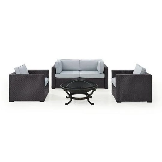 Crosley - Biscayne 5-Piece Wicker Set With 2 Armchairs, 2 Corner Chairs And Fire Pit 2 Crosley - Biscayne 5-Piece Wicker Set With 2 Armchairs, 2 Corner Chairs And Fire Pit - Image 2
