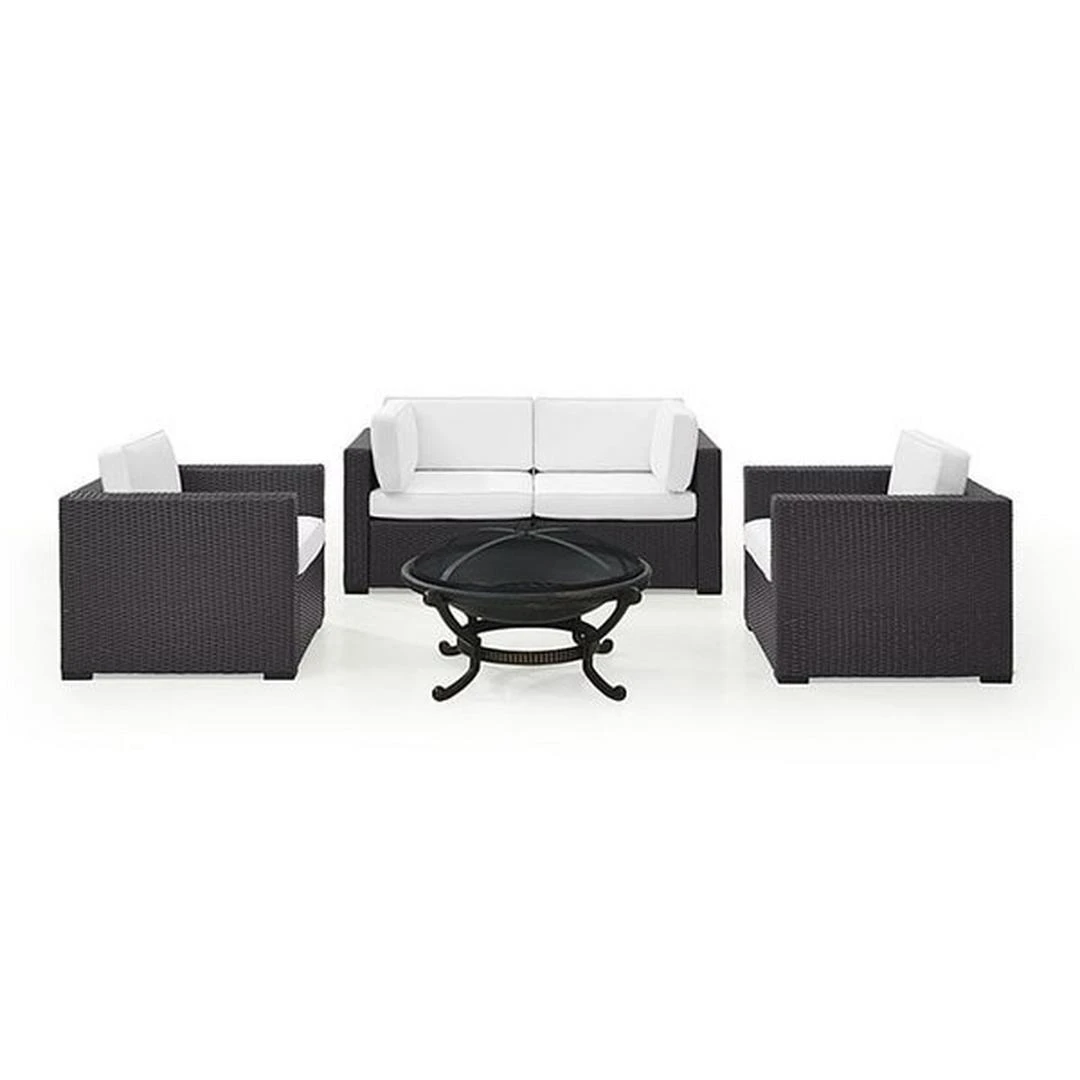 Crosley - Biscayne 5-Piece Wicker Set With 2 Armchairs, 2 Corner Chairs And Fire Pit 11 Crosley - Biscayne 5-Piece Wicker Set With 2 Armchairs, 2 Corner Chairs And Fire Pit - Image 11