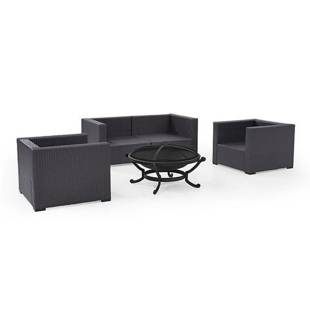 Crosley - Biscayne 5-Piece Wicker Set With 2 Armchairs, 2 Corner Chairs And Fire Pit 14 Crosley - Biscayne 5-Piece Wicker Set With 2 Armchairs, 2 Corner Chairs And Fire Pit - Image 14