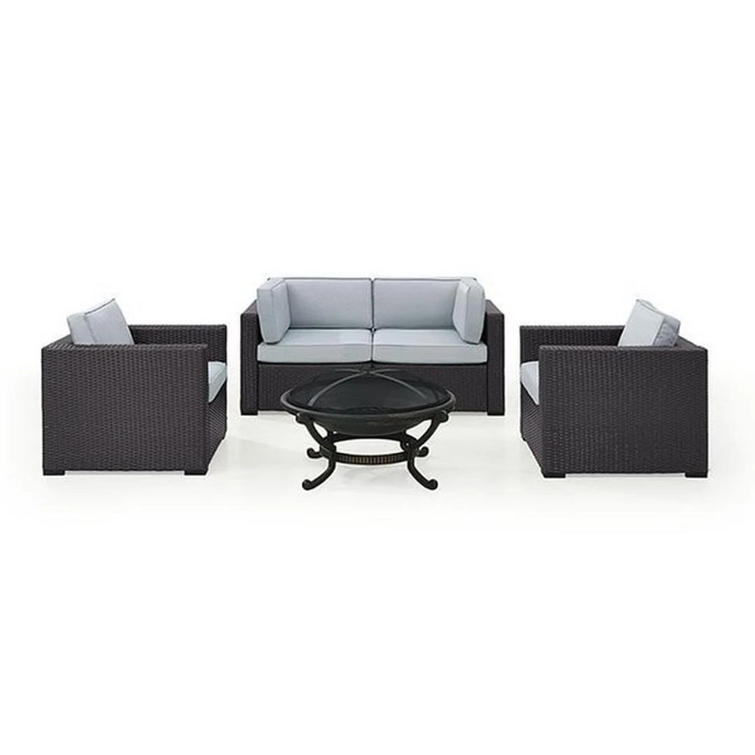 Crosley - Biscayne Mist 5-Piece Wicker Set With 2 Armchairs, 2 Corner Chairs And Fire Pit 9 Crosley - Biscayne Mist 5-Piece Wicker Set With 2 Armchairs, 2 Corner Chairs And Fire Pit - Image 9