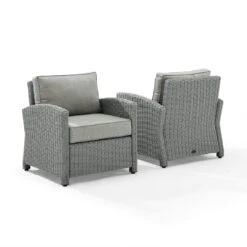 Crosley - Bradenton 2-Piece Outdoor Wicker Armchair Set, Gray -Equipment Pools Bradenton 2 Piece Outdoor Wicker Armchair Set Gray 10