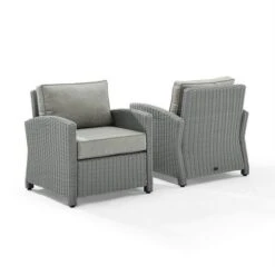 Crosley - Bradenton 2-Piece Outdoor Wicker Armchair Set, Gray -Equipment Pools Bradenton 2 Piece Outdoor Wicker Armchair Set Gray 4