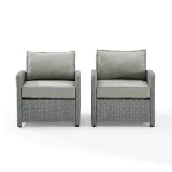 Crosley - Bradenton 2-Piece Outdoor Wicker Armchair Set, Gray -Equipment Pools Bradenton 2 Piece Outdoor Wicker Armchair Set Gray 6