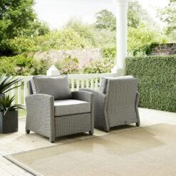 Crosley - Bradenton 2-Piece Outdoor Wicker Armchair Set, Gray -Equipment Pools Bradenton 2 Piece Outdoor Wicker Armchair Set Gray 9