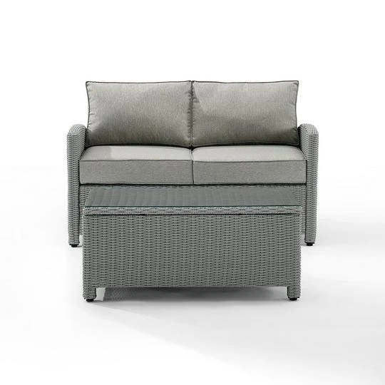 Crosley - Bradenton 2-Piece Outdoor Wicker Conversation Set, Gray 2 Crosley - Bradenton 2-Piece Outdoor Wicker Conversation Set, Gray - Image 2