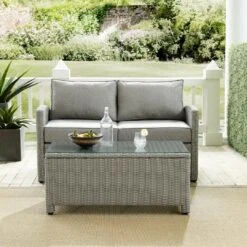 Crosley - Bradenton 2-Piece Outdoor Wicker Conversation Set, Gray 24 Crosley - Bradenton 2-Piece Outdoor Wicker Conversation Set, Gray -Equipment Pools Bradenton 2 Piece Outdoor Wicker Conversation Set Gray 10