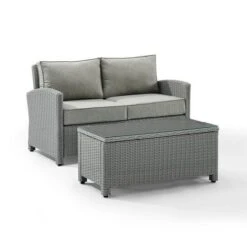 Crosley - Bradenton 2-Piece Outdoor Wicker Conversation Set, Gray
