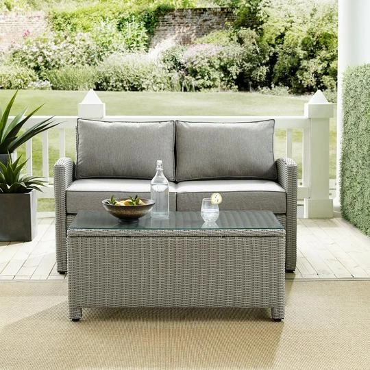 Crosley - Bradenton 2-Piece Outdoor Wicker Conversation Set, Gray 4 Crosley - Bradenton 2-Piece Outdoor Wicker Conversation Set, Gray - Image 4