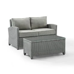 Crosley - Bradenton 2-Piece Outdoor Wicker Conversation Set, Gray 21 Crosley - Bradenton 2-Piece Outdoor Wicker Conversation Set, Gray -Equipment Pools Bradenton 2 Piece Outdoor Wicker Conversation Set Gray 7