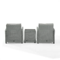 Crosley - Bradenton 3-Piece Outdoor Wicker Armchair Set, Gray -Equipment Pools Bradenton 3 Piece Outdoor Wicker Armchair Set Gray 12