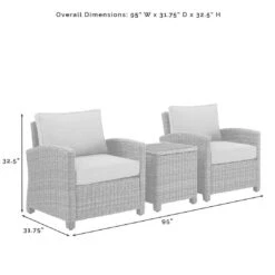 Crosley - Bradenton 3-Piece Outdoor Wicker Armchair Set, Gray -Equipment Pools Bradenton 3 Piece Outdoor Wicker Armchair Set Gray 14
