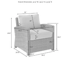 Crosley - Bradenton 3-Piece Outdoor Wicker Armchair Set, Gray -Equipment Pools Bradenton 3 Piece Outdoor Wicker Armchair Set Gray 15