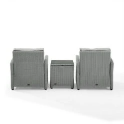 Crosley - Bradenton 3-Piece Outdoor Wicker Armchair Set, Gray -Equipment Pools Bradenton 3 Piece Outdoor Wicker Armchair Set Gray 4