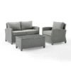 Crosley - Bradenton 3-Piece Outdoor Wicker Conversation Set, Gray