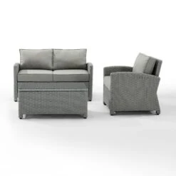 Crosley - Bradenton 3-Piece Outdoor Wicker Conversation Set, Gray -Equipment Pools Bradenton 3 Piece Outdoor Wicker Conversation Set Gray 6