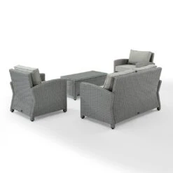 Crosley - Bradenton 4-Piece Outdoor Wicker Conversation Set, Gray 25 Crosley - Bradenton 4-Piece Outdoor Wicker Conversation Set, Gray -Equipment Pools Bradenton 4 Piece Outdoor Wicker Conversation Set Gray 11