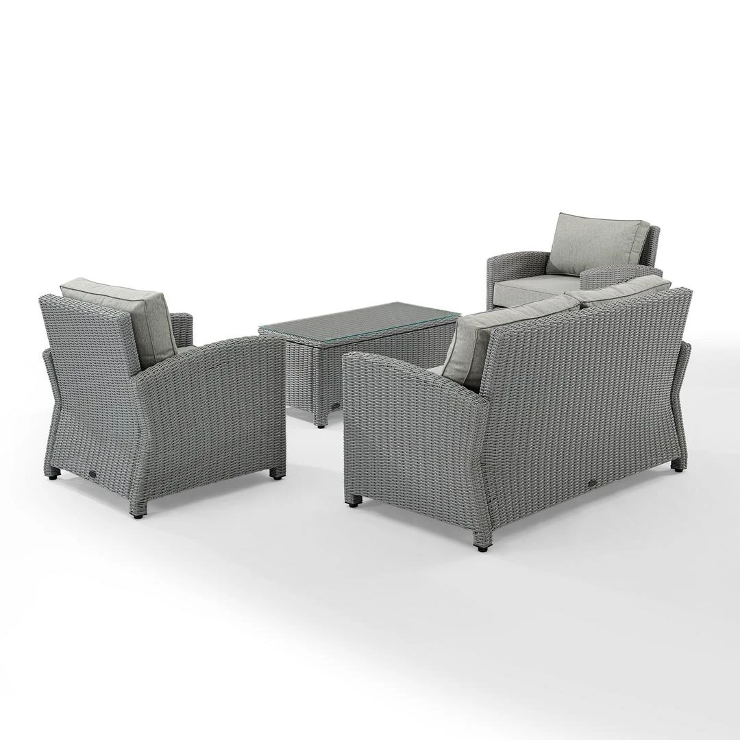 Crosley - Bradenton 4-Piece Outdoor Wicker Conversation Set, Gray 12 Crosley - Bradenton 4-Piece Outdoor Wicker Conversation Set, Gray - Image 12