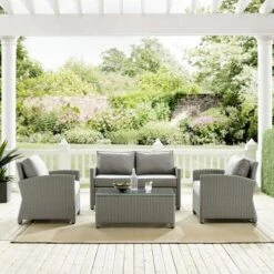 Crosley - Bradenton 4-Piece Outdoor Wicker Conversation Set, Gray 16 Crosley - Bradenton 4-Piece Outdoor Wicker Conversation Set, Gray -Equipment Pools Bradenton 4 Piece Outdoor Wicker Conversation Set Gray 2