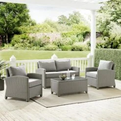 Crosley - Bradenton 4-Piece Outdoor Wicker Conversation Set, Gray 17 Crosley - Bradenton 4-Piece Outdoor Wicker Conversation Set, Gray -Equipment Pools Bradenton 4 Piece Outdoor Wicker Conversation Set Gray 3