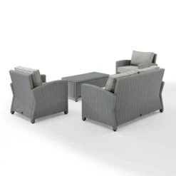 Crosley - Bradenton 4-Piece Outdoor Wicker Conversation Set, Gray 18 Crosley - Bradenton 4-Piece Outdoor Wicker Conversation Set, Gray -Equipment Pools Bradenton 4 Piece Outdoor Wicker Conversation Set Gray 4